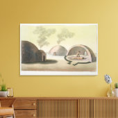 Een Temazcalli-ceremonie (kleurengraving) Canvas Afdruk (Insitu (Woonkamer))