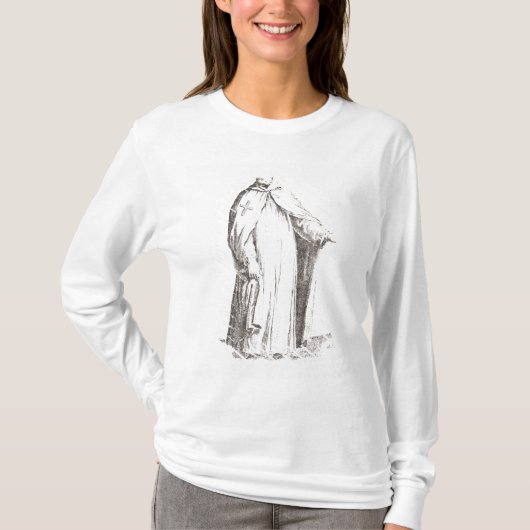 Een Templar in zijn gewoonte: wit met glad T-shirt (Voorkant)