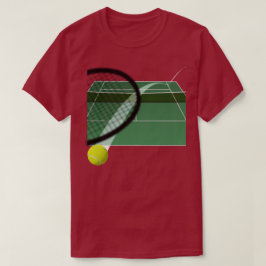 Een tennisbal slaan op een tennisbaan t-shirt