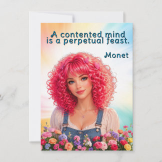 Een tevreden geest is een eeuwig feest Monet Quote Notitiekaartje