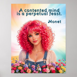 Een tevreden geest is een eeuwigdurend feest Monet Poster