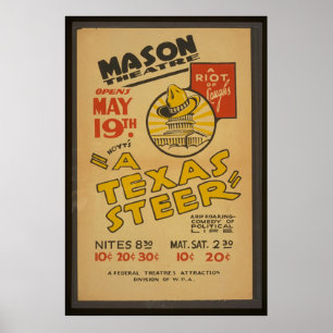 "Een Texas Steer" in het theater van Mason Poster