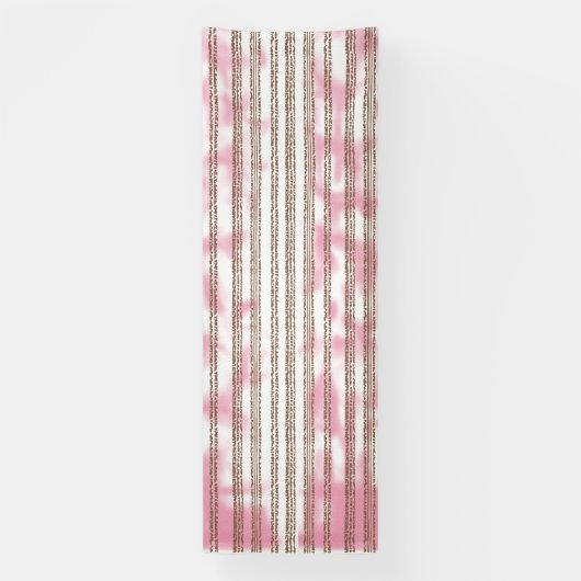 Een textiel met een patroon van roze en wit spandoek (Verticaal)