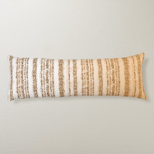 Een  textielontwerp met sinaasappel en wit lichaamskussen (Achterkant)