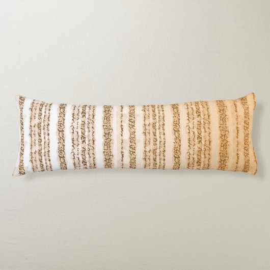 Een  textielontwerp met sinaasappel en wit lichaamskussen (Voorkant)