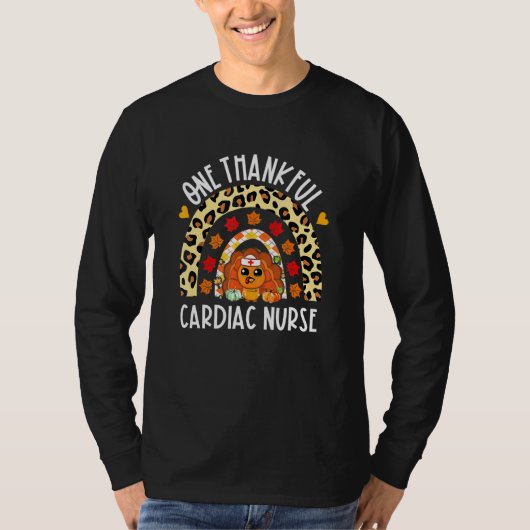 Een Thankful Cardiale Neurse Turkey Rainbow Thanks T-shirt (Voorkant)