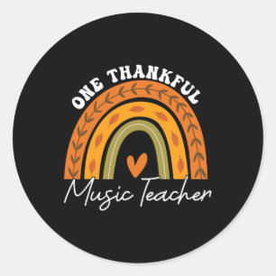 Een Thankful Music Teacher Rainbow Herfst Thanksgi Ronde Sticker