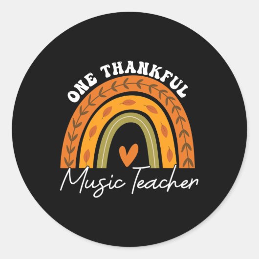 Een Thankful Music Teacher Rainbow Herfst Thanksgi Ronde Sticker (Voorkant)