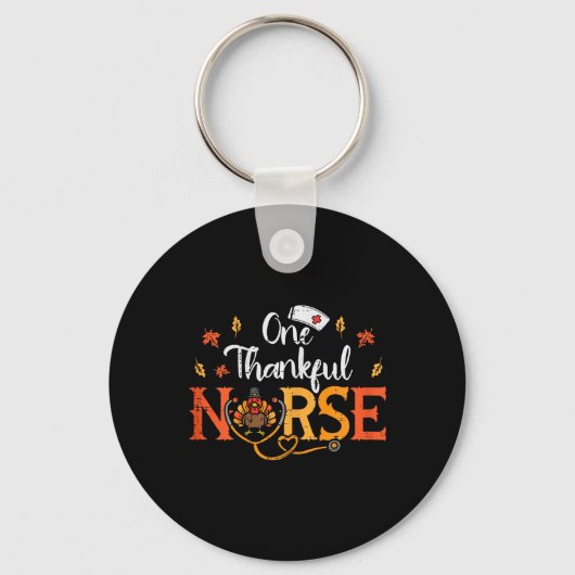 Een Thankful Nurse Turkey Thanksgiving Scrub Top F Sleutelhanger (Voorkant)