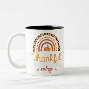 Een Thankful School Zurse Leopard Rainbow Thanksgi Tweekleurige Koffiemok
