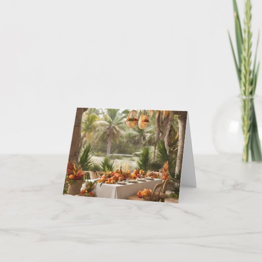 Een Thanksgiving feest in een tropische omgeving Bedankkaart (Voorkant)