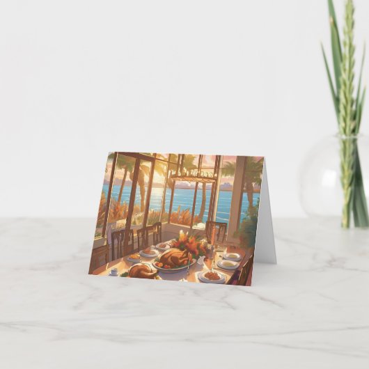 Een Thanksgiving feest in een tropische omgeving Bedankkaart (Voorkant)