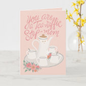 Een the-fantastische stiefmoeder Moederdag theeset Kaart (Gele Bloem)