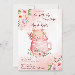 Een theefeestje baby shower schattige roze teddy i kaart