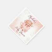 Een theepartijtje baby shower roze teddy in een be servet (Hoek)