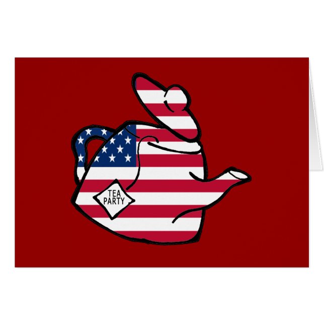 Een theepot in Amerikaanse vlagkleuren (Voorkant Horizontaal)
