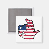 Een theepot in de kleuren van de Amerikaanse vlag Magneet (Voorkant / Achterkant)