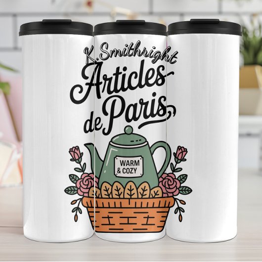Een theepot voor artikelen in Parijs Thermosbeker