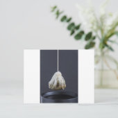 Een theezakje zit in een beker. briefkaart (Staand voorkant)