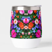 Een thermische wijnbeker met heldere bloemen (Links)