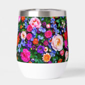 Een thermische wijnbeker met heldere bloemen (Achterkant)