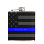 Een Thin Blue Line US Flag Jouw tekst op maat Heupfles (Voorkant)