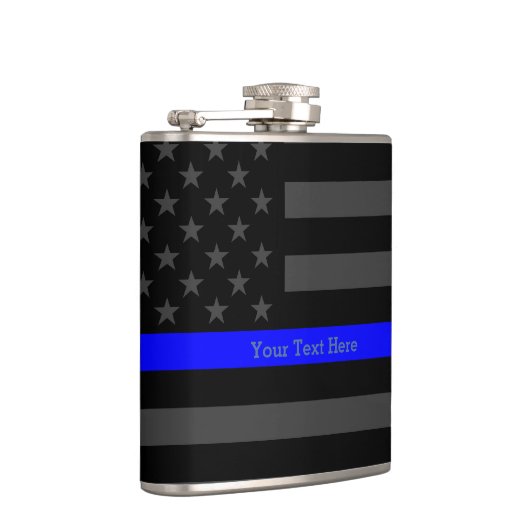 Een Thin Blue Line US Flag Jouw tekst op maat Heupfles (Rechts)