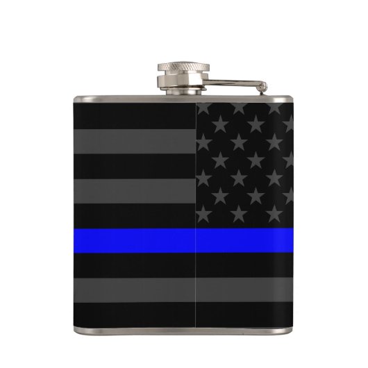 Een Thin Blue Line US Flag Jouw tekst op maat Heupfles (Achterkant)