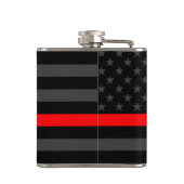 Een Thin Red Line US Flag Jouw tekst op maat Heupfles (Achterkant)