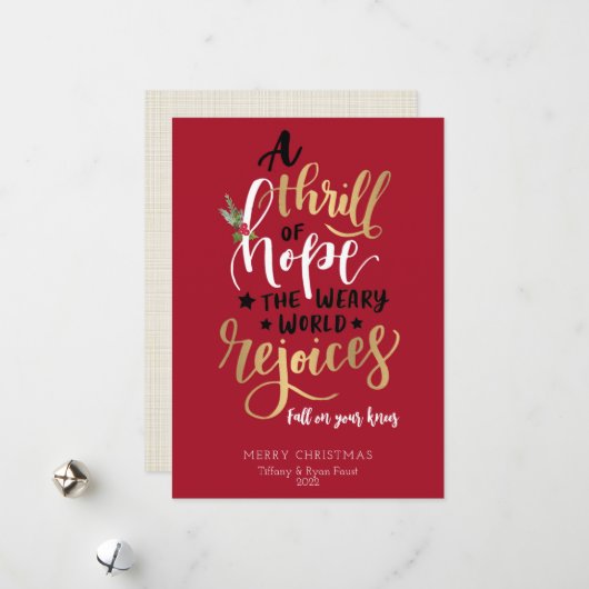 Een Thrill Hope Flat Kerstcard Feestdagenkaart (Voorkant / Achterkant in situ)