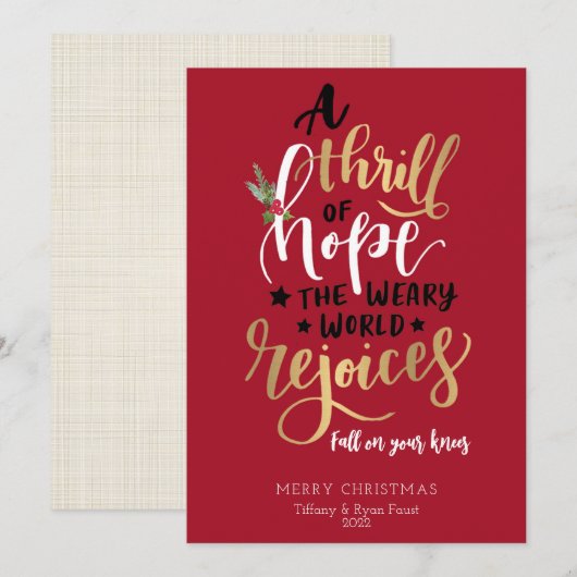 Een Thrill Hope Flat Kerstcard Feestdagenkaart (Voorkant / Achterkant)