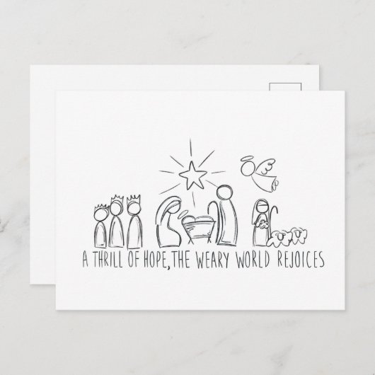Een Thrill oh Hope Natitivity Sketch Feestdagenkaart (Voorkant / Achterkant)