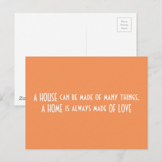 een thuis is altijd uit liefde gemaakt , citaat briefkaart (Voorkant / Achterkant)