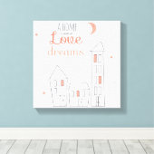 Een thuis is gemaakt van liefde en dromen canvas afdruk (Insitu (Houten vloer))