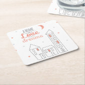 Een thuis is gemaakt van liefde en dromen kartonnen onderzetters (Schuin)