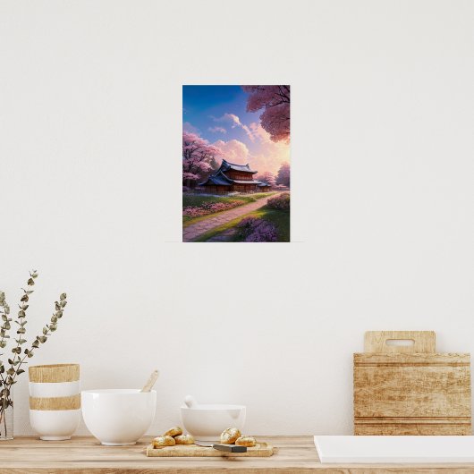 Een thuis onder de bloesems poster (Keuken)