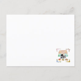 Een thuis, twee katten, drie maaltijden, vier seiz briefkaart