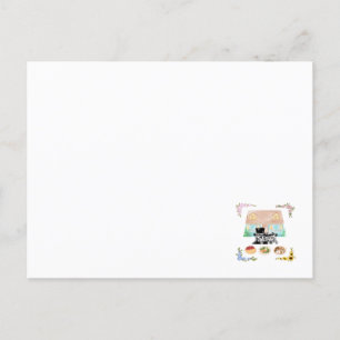 Eén thuis, twee katten, drie maaltijden, vier seiz briefkaart