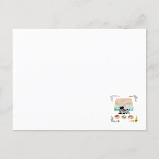 Een thuis, twee katten, drie maaltijden, vier seiz briefkaart
