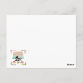 Een thuis, twee katten, drie maaltijden, vier seiz briefkaart (Achterkant)