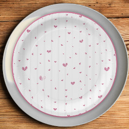 Een Tientje Verliefd Roze Hartjes Bruiloft Feestje Papieren Bordje