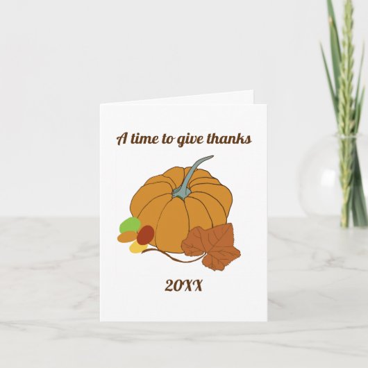 Een tijd om dankbaar te zijn pompoen en blad  kaart (Voorkant)