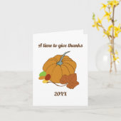 Een tijd om dankbaar te zijn pompoen en blad  kaart (Gele Bloem)
