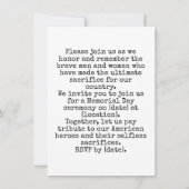 Een tijd om de Amerikaanse helden te eren Kaart (Achterkant)