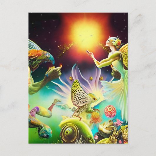 Een tijd van vergoedingsolieverfschilderij briefkaart (Voorkant)