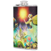 Een tijd van vergoedingsolieverfschilderij heupfles (Links)