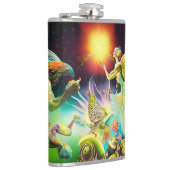 Een tijd van vergoedingsolieverfschilderij heupfles (Rechts)