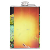 Een tijd van vergoedingsolieverfschilderij heupfles (Achterkant)