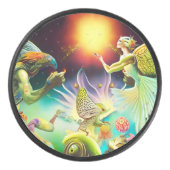 Een tijd van vergoedingsolieverfschilderij hockey puck (Voorkant)