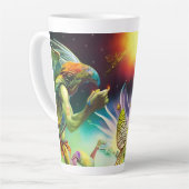 Een tijd van vergoedingsolieverfschilderij latte mok (Linkerhoek)